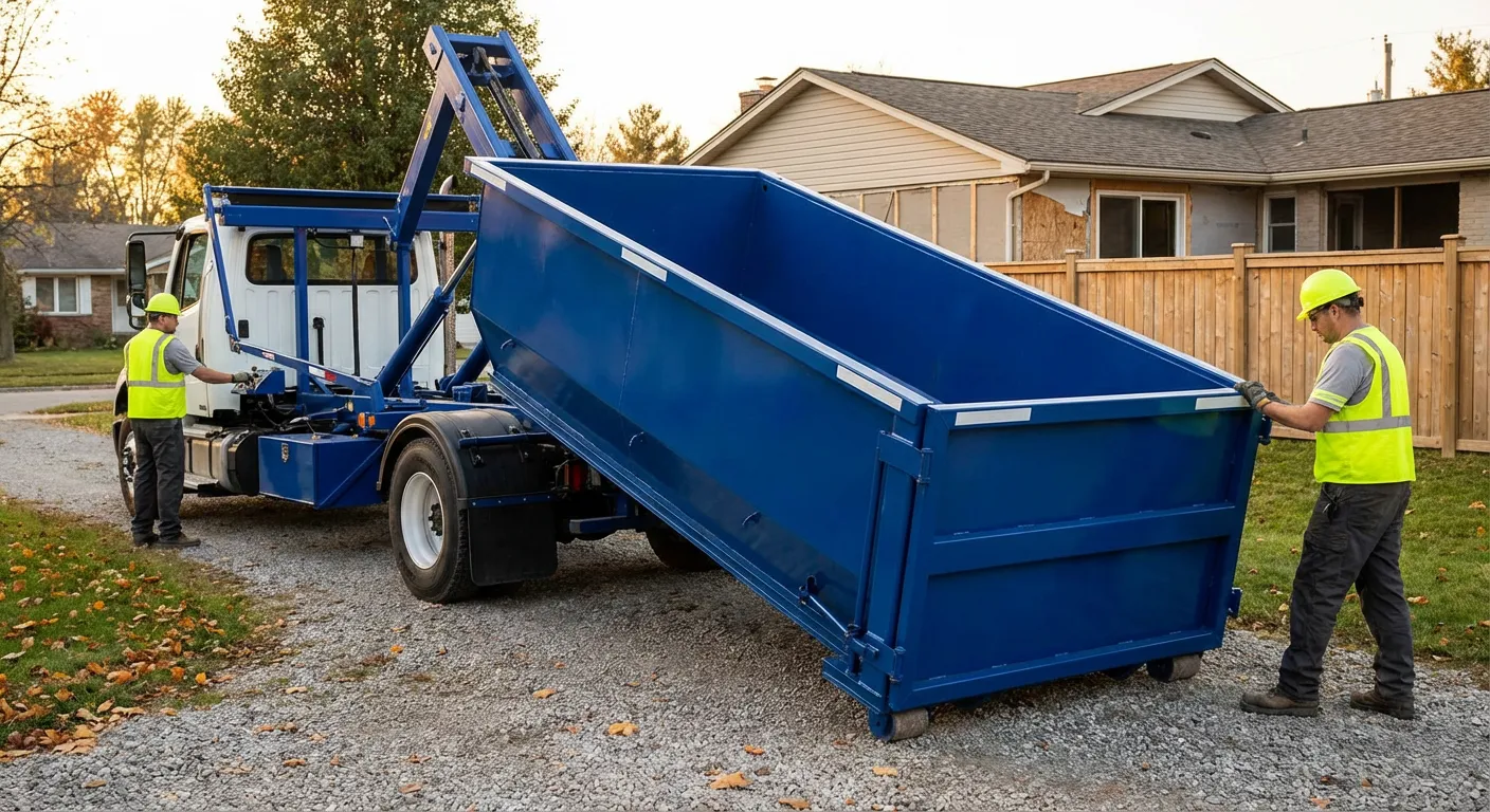 Roll-off dumpster rental delivery truck in Allentown, PA