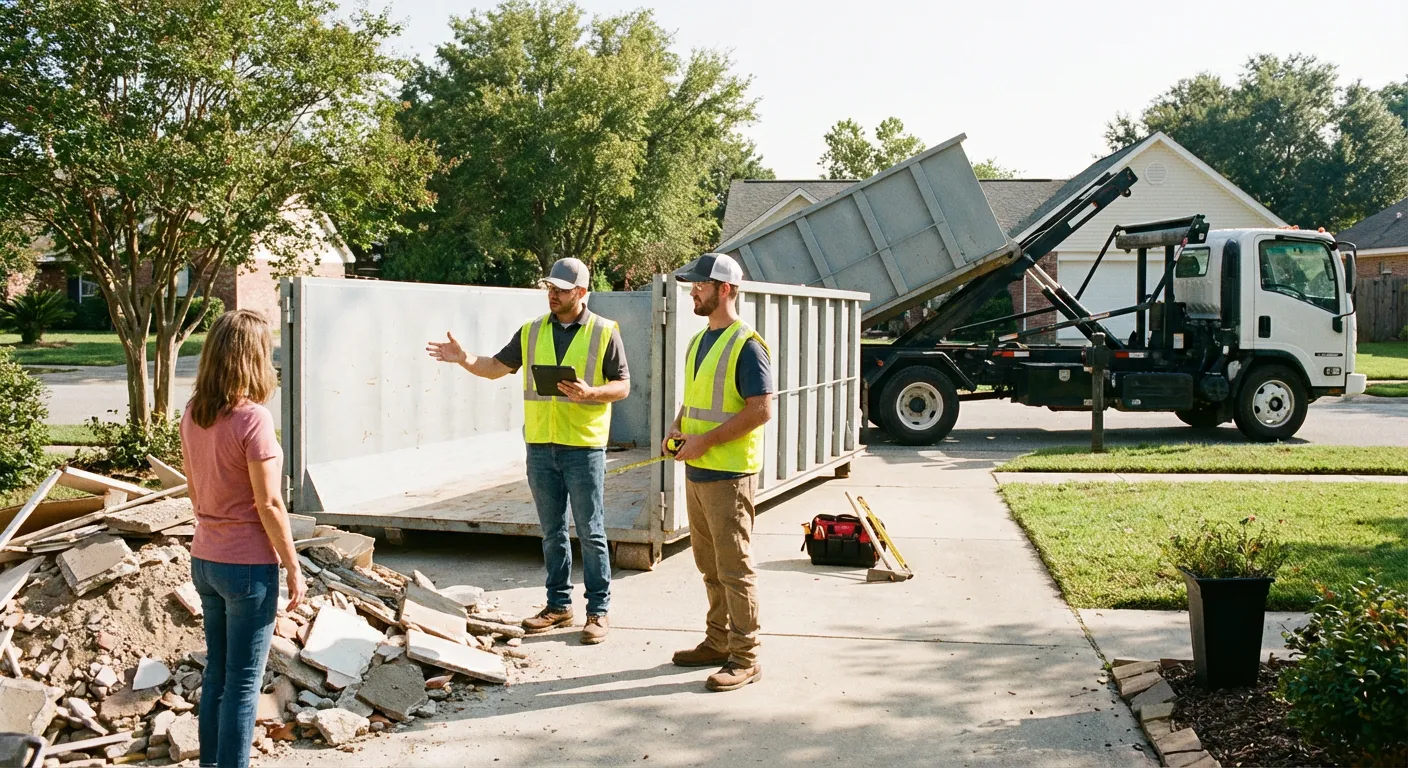 Queen City Containers dumpster delivery truck in Allentown, PA