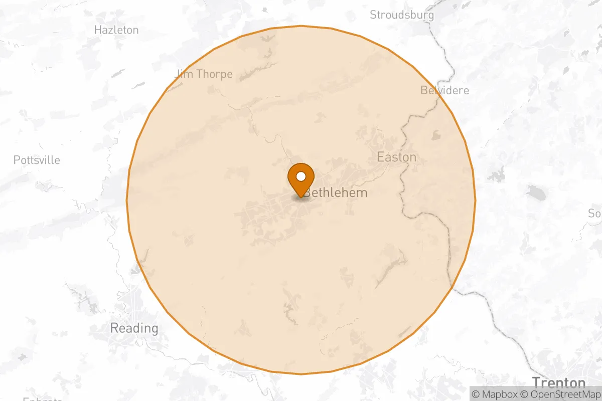 service area service area map in Allentown, PA